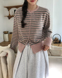 Muted color matching stripe cardigan