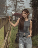 [U-DENIM] Summer ripped jeans wide denim pants