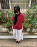 Mujeuf Tiered Lace Banding Long Skirt
