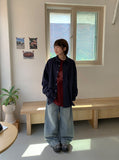 Dronghin Dart Washing Denim Wide Pants