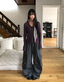 BL Button Point Ribbed Slim Cardigan