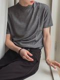 Week Diagonal Cut Half-Neck Short Sleeve Knit