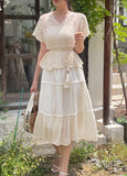Bwile Crochet Embroidery Knit Wrinkle Sleeveless One Piece Two Piece (Strap Set)