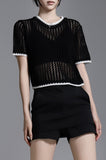 Line Mesh Knit Top
