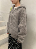 Silten Cable Hooded Wool Knit Cardigan