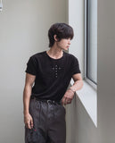 Cross Stud Ribbed Short Sleeve T-shirt