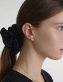 Triple Silver Cutout One-Touch Earrings S