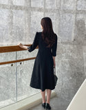 Glyn Notch Square Tweed Flare One Piece Long