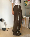 [Brushed] Edie Lace Banding Strap Training Wide Long Pants