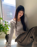 Gyuri Frill Bean Button Long Sleeve Cardigan