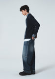 ROUGH WASHED HIGH NECK ZIP-UP CARDIGAN