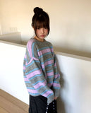 Levain Stripe Mix Round Knit