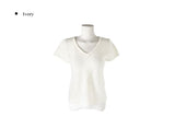 Poring V-neck short-sleeved knit