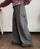 Herdy Nylon Banding Side Snap Wide Jogger Pants