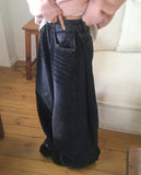 Asean side pintuck snap wide denim pants