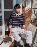 Kesio Multi-Stripe Henley Neck Knit