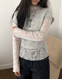 Nayu Flower Lace Polar Long Sleeve T-Shirt