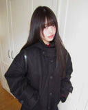 Bhin Big Pocket High Neck Adjust Wool Hood Half Coat