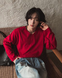 Bone linen V-neck knit