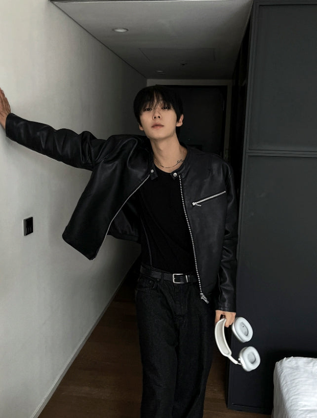 【COSYHARU】Two of Premium Crop Leather Jacket COSYHARU (コシハル) - ツーオブプレミアムクロップレザー