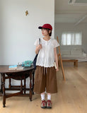 Butter Frill Shirring Short Sleeve Blouse