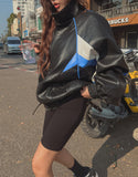 Chamber Color Matching Balloon Leather Jacket