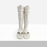 Beuan linen open toe flip flops sandal boots