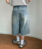 Celto Lettering Carpenter Denim Bermuda Pants