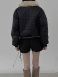 Reversible Fur Collar Quilted Dumble Jumper