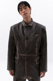 washing leather 4 buttons blazer