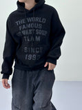 Unisex world lettering brushed hoodie