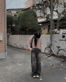 Cantor Black Blue Washing Wide Denim Pants