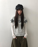 Barun Round Neck Snowflake Layered Short Sleeve Knit