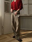 Falling belted wide slacks