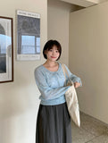 Maiko round frill ribbon bokashi knit