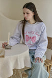 Ribbon Drawing Embroidery Sweatshirt