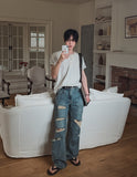 Break Damage Flare Denim Pants
