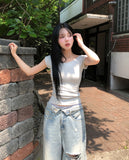 Bendy Slim Ribbed Two-Way Short Sleeve