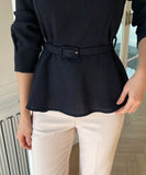 Minoa tweed belt blouse