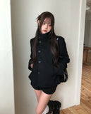 Bitter Unbalanced High Neck Slim Half Coat