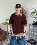 Peosen Mixed Stripe Collar Tee