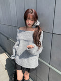 [Scrunchie Set] Nora Off-Shoulder Loose Knit