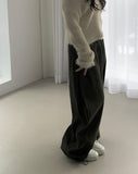 [A/M] Poning Cotton Banding Wide Pants