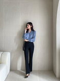 Mauve V-neck shirring blouse