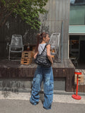 Cutout Zipper Cargo Two-Way Denim Pants