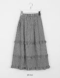 Lainyu Check Frill Tiered Long Skirt