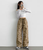 Dancer Like Camo Two-Way Military Jogger Wide Pants
