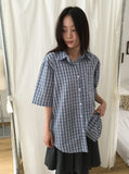 [BAONHAUS] Keinin Seersucker Check Short Sleeve Shirt