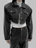 melty leather cropped jacket