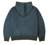 OF_SYMBOL Embroidered Knit Stripe Hood Zip-Up